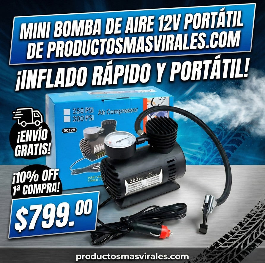 Mini Bomba De Aire Para Inflar 12v Portá