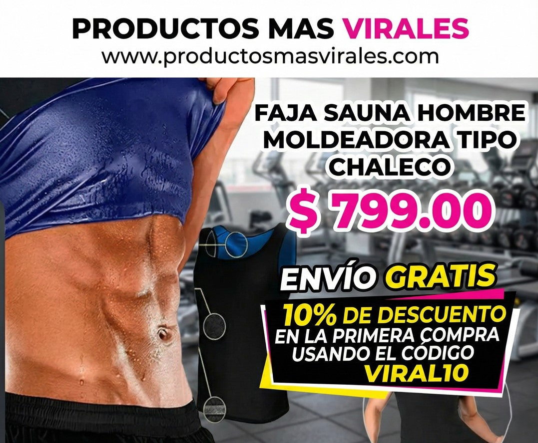 FAJA SAUNA HOMBRE MOLDEADORA TIPO CHALEC